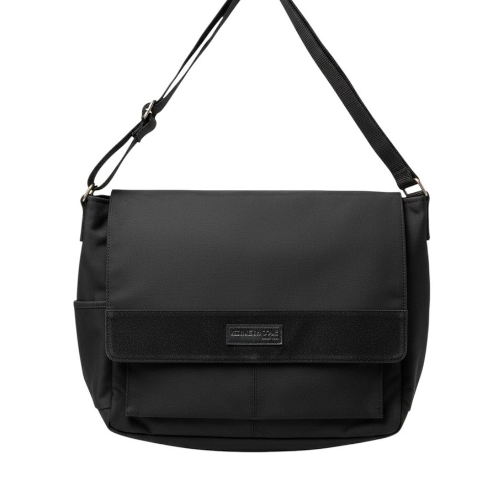 Kenneth Cole Messenger Bag Mens OS Black Nylon Flap Tech Commuter Crossbody